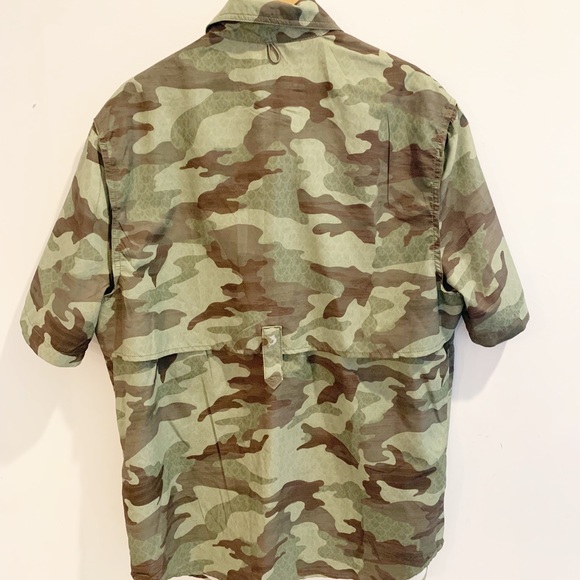 Mens Reel Legends green camo button down fishing shirt S - Picture 9 of 10